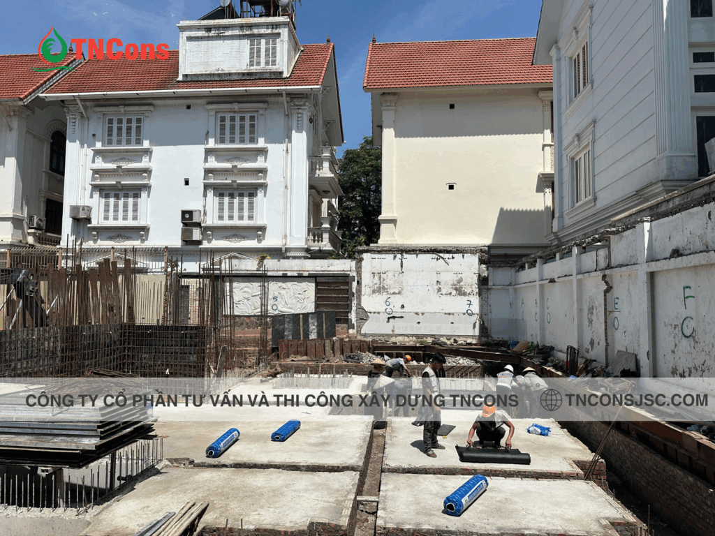 Chống thấm vách hầm bằng màng bitum BAC-P 1,2mm kết hợp polymer xi măng