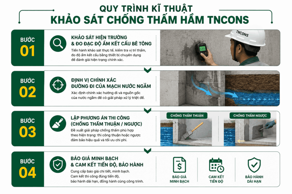 Quy trình xử lý chống thấm hầm TNCONS