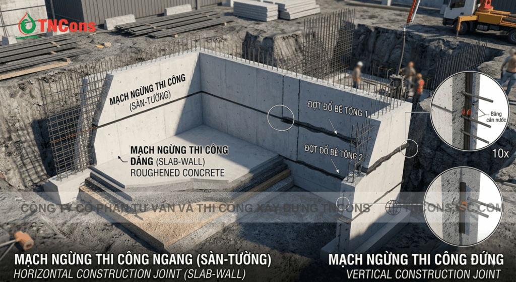 Thực hiện Xử lý mạch ngừng thi công tại công trường