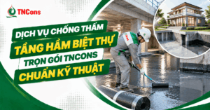 Dịch vụ chống thấm tầng hầm biệt thự trọn gói TNCONS chuẩn kỹ thuật